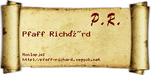 Pfaff Richárd névjegykártya